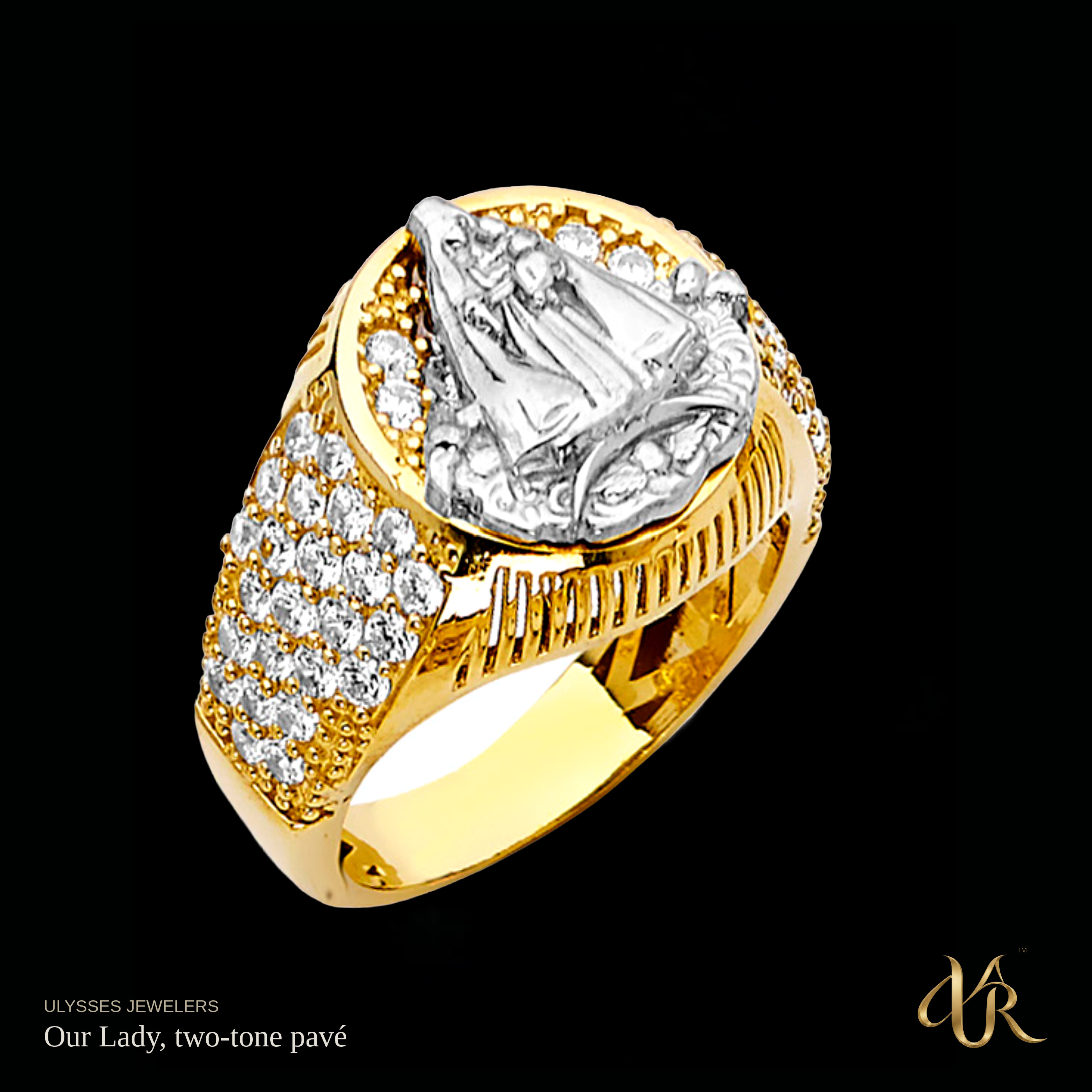 Our Lady, two-tone pavé