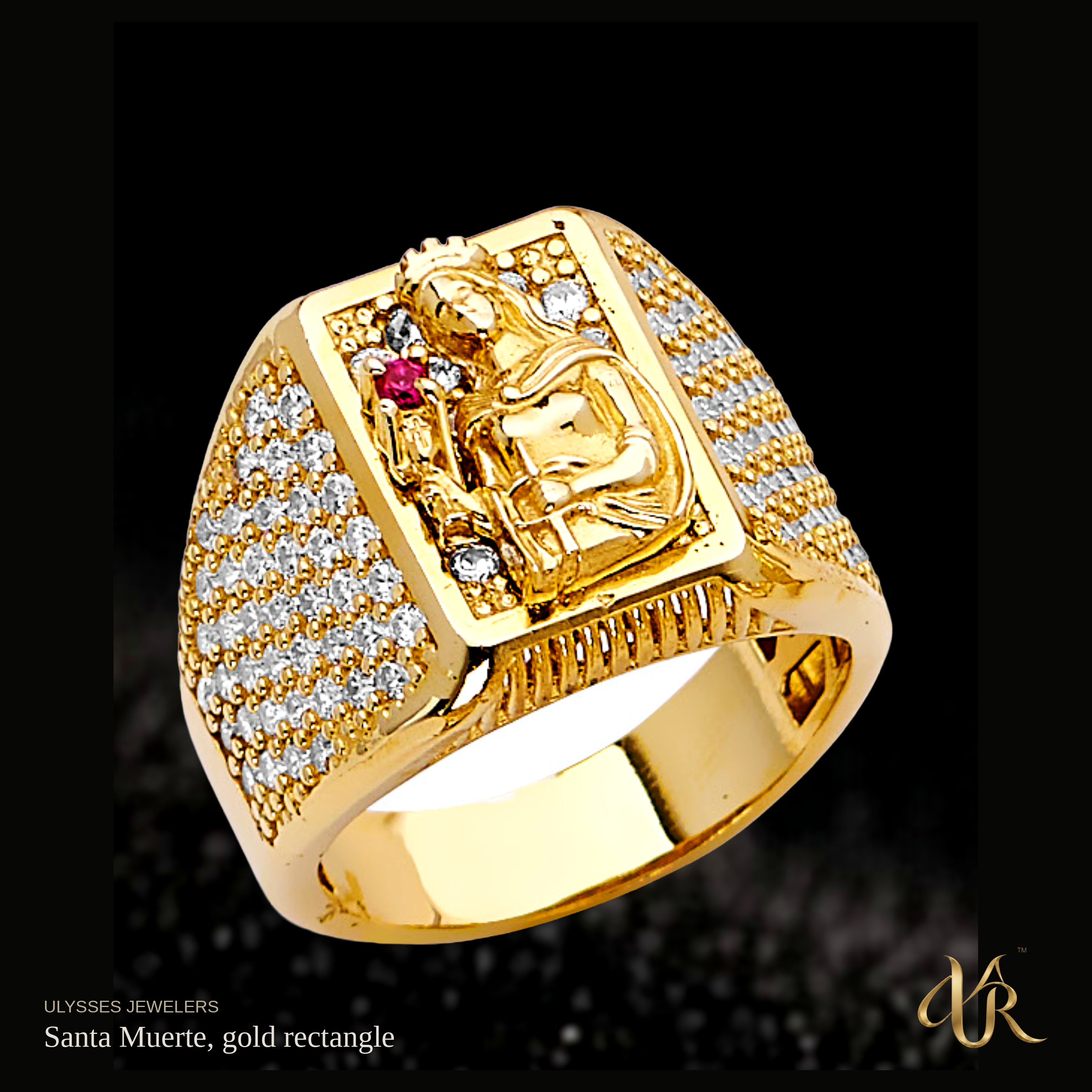 Santa Muerte, gold rectangle