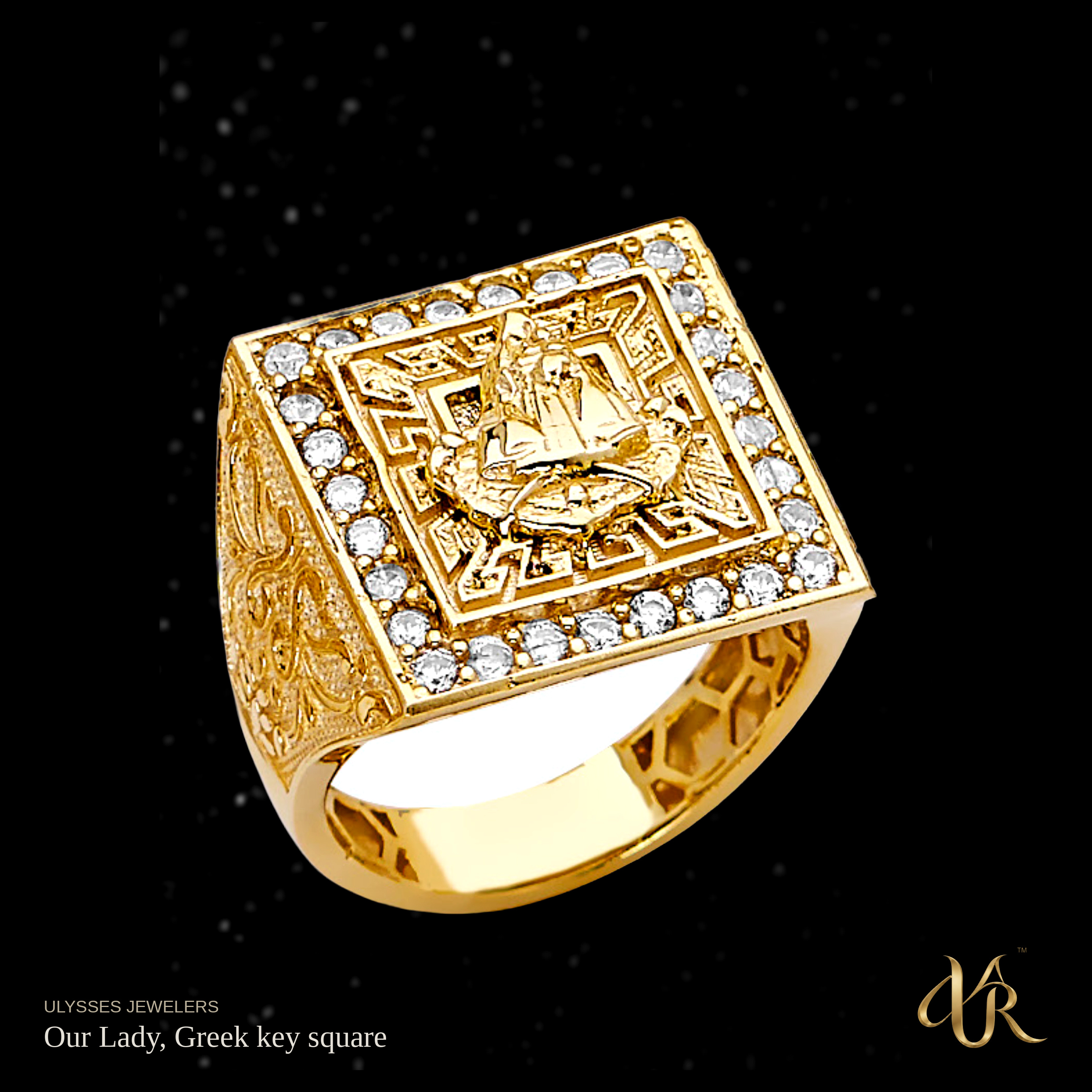 Our Lady, Greek key square