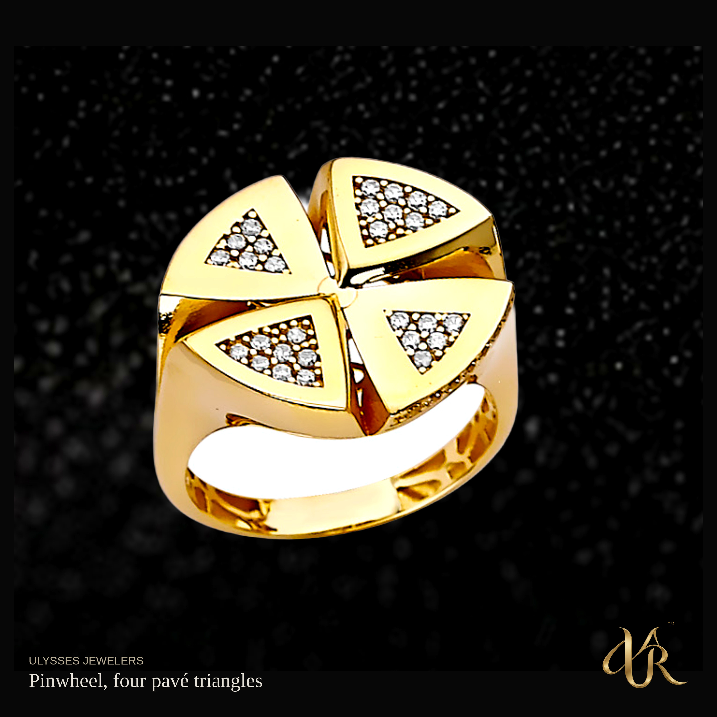 Pinwheel, four pavé triangles