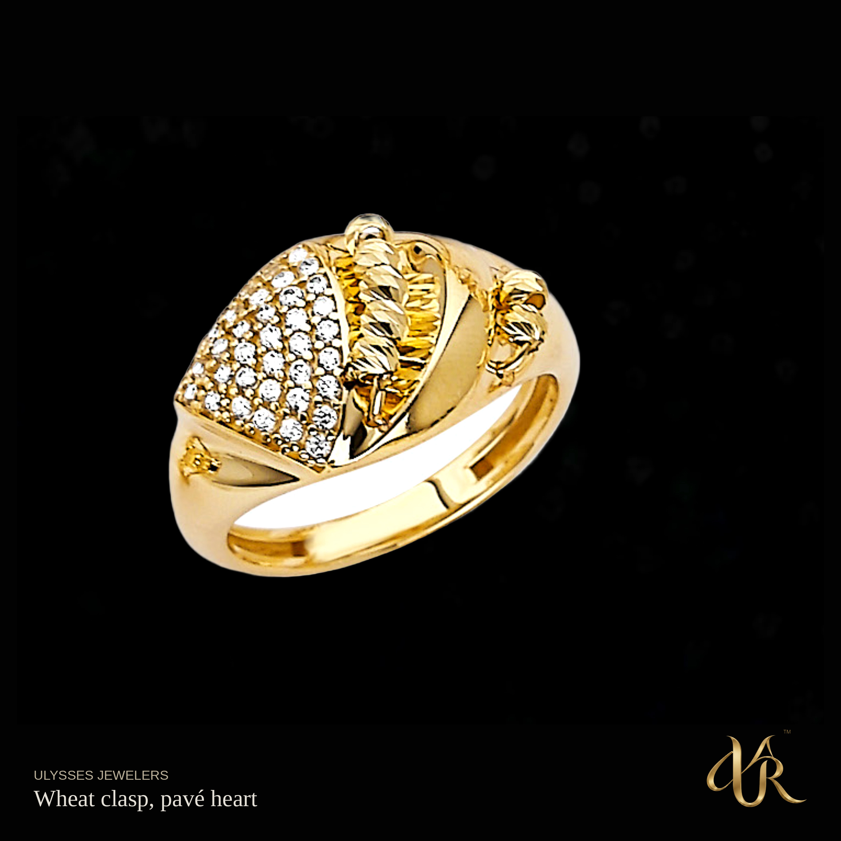 Wheat clasp, pavé heart