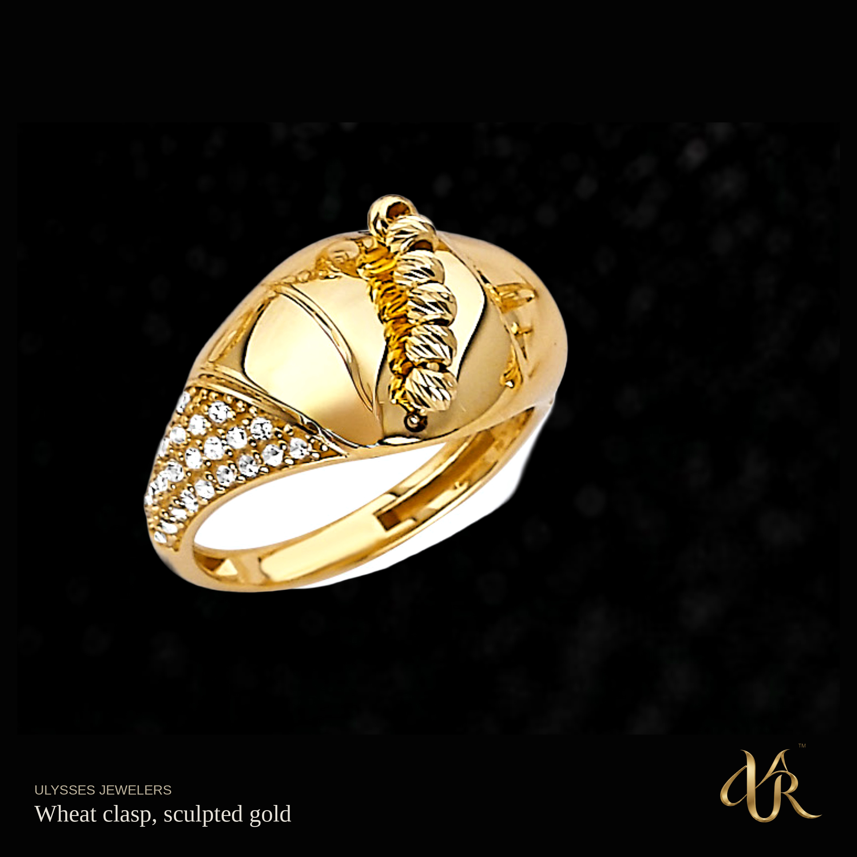 Wheat clasp, sculpted gold