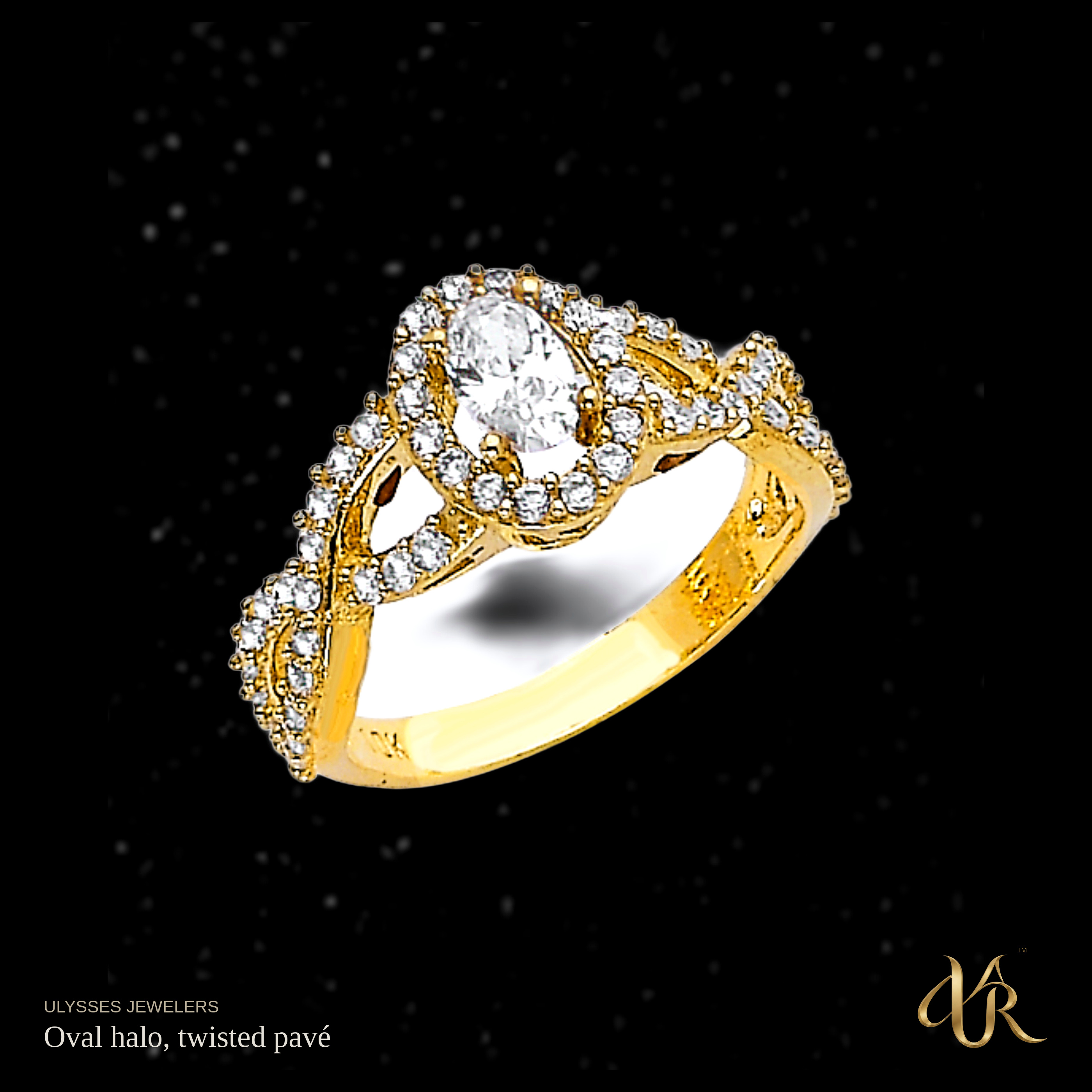 Oval halo, twisted pavé