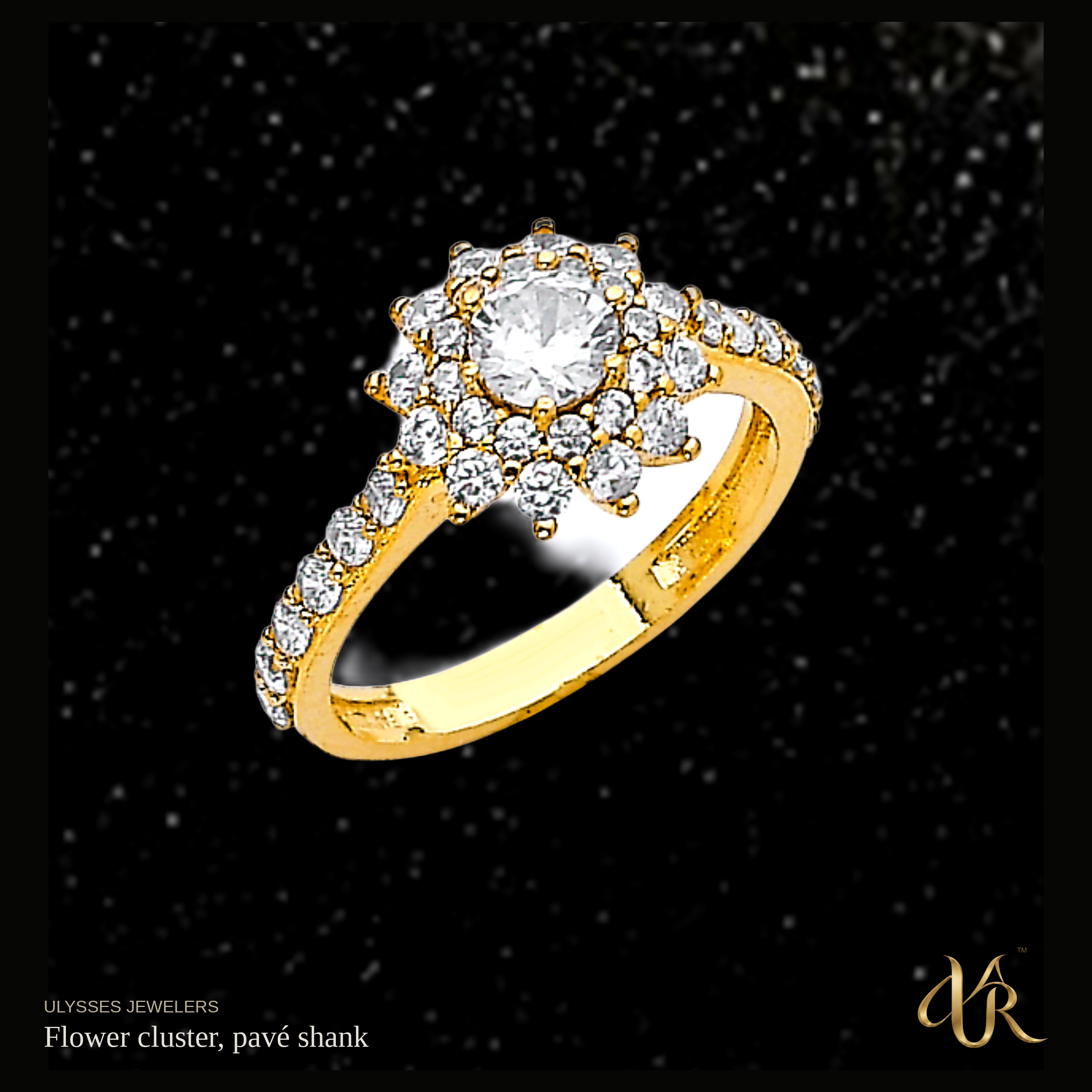 Flower cluster, pavé shank