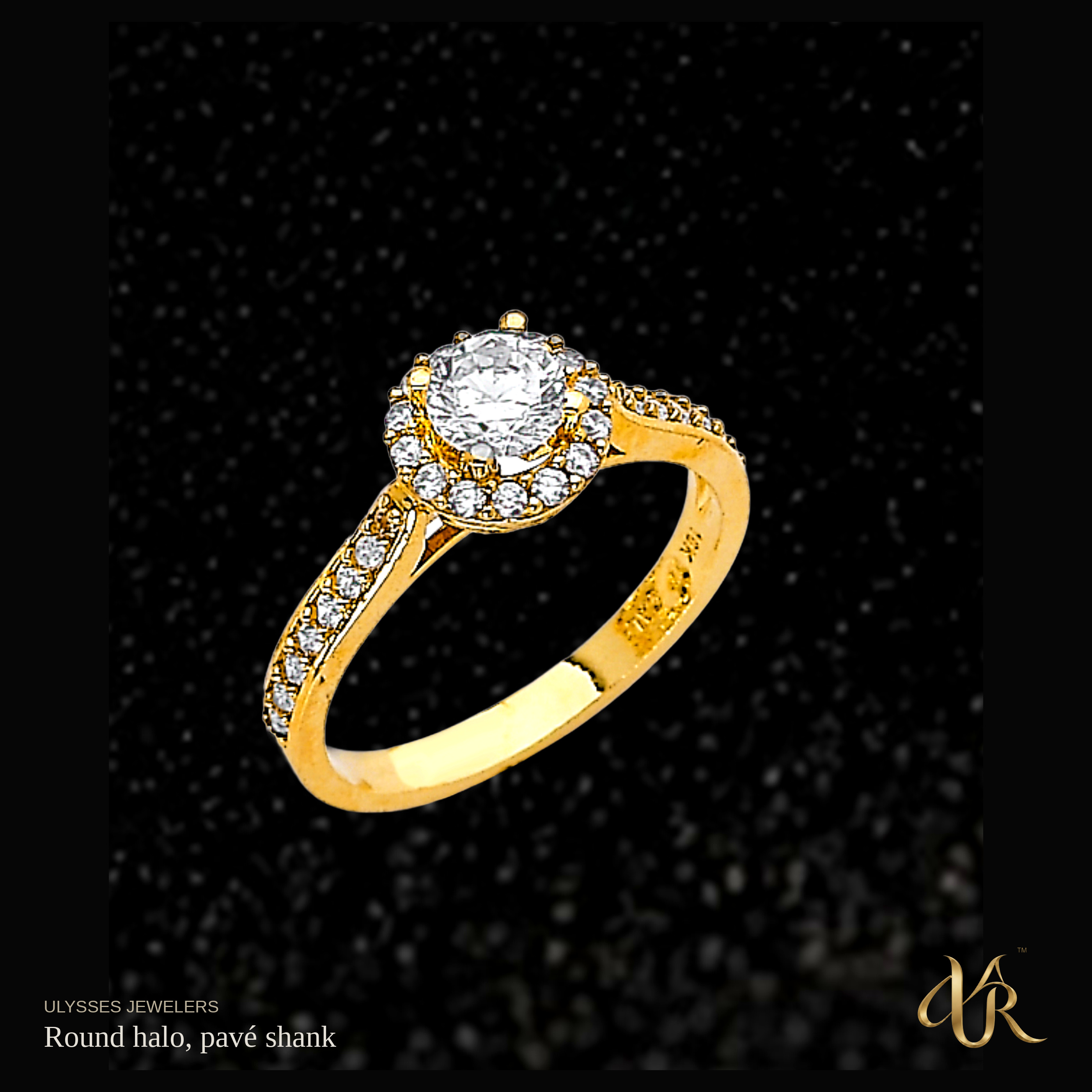 Round halo, pavé shank