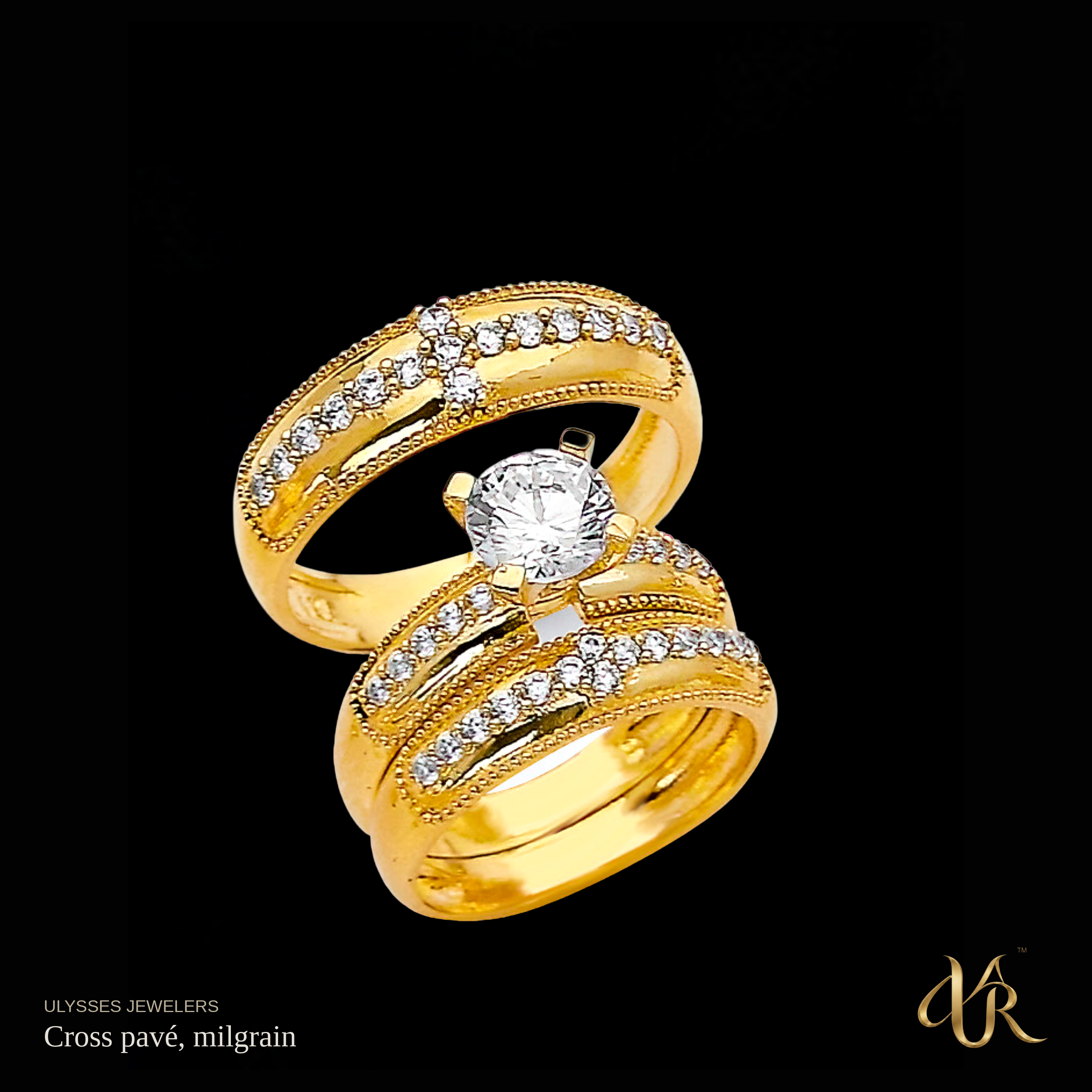 Cross pavé, milgrain