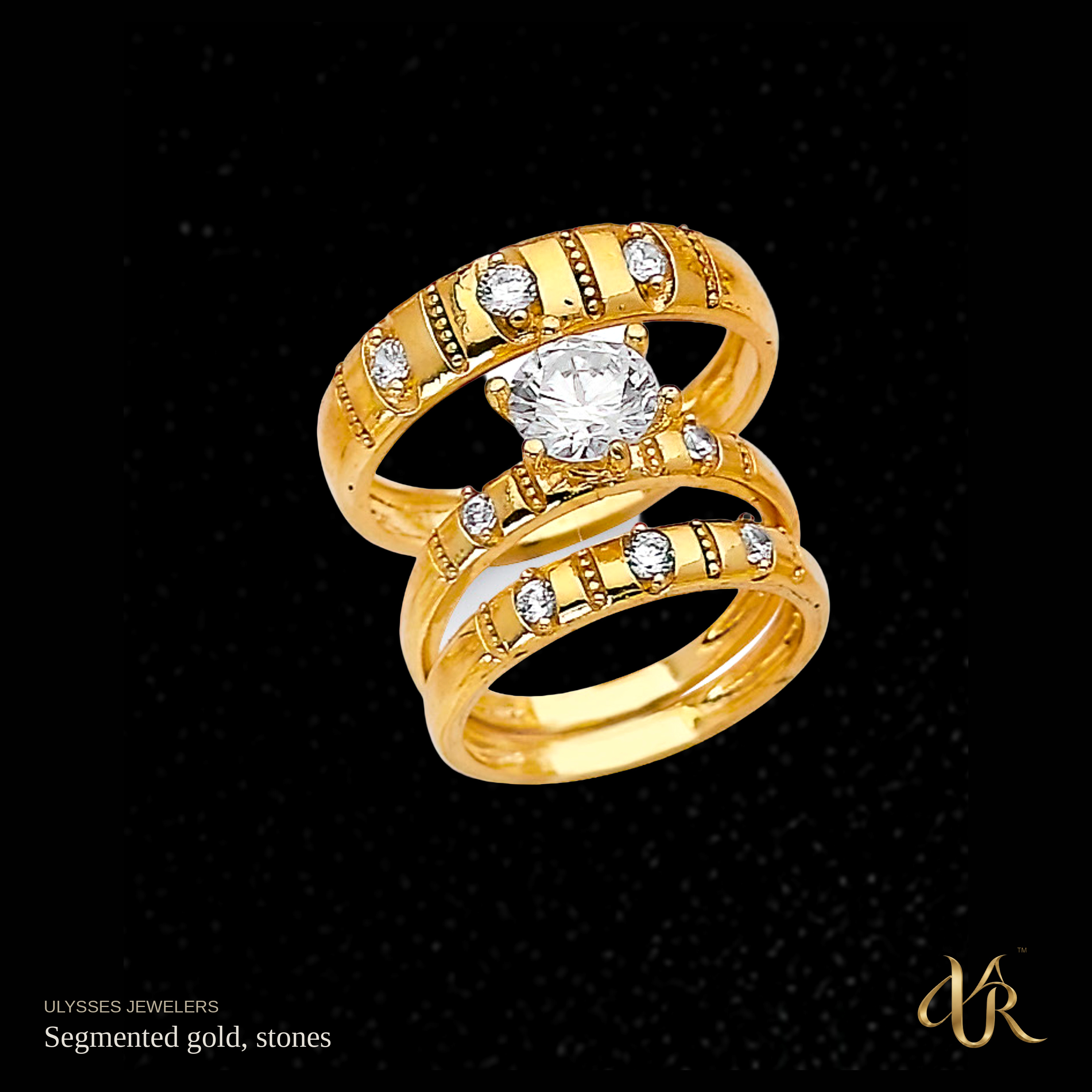 Segmented gold, stones