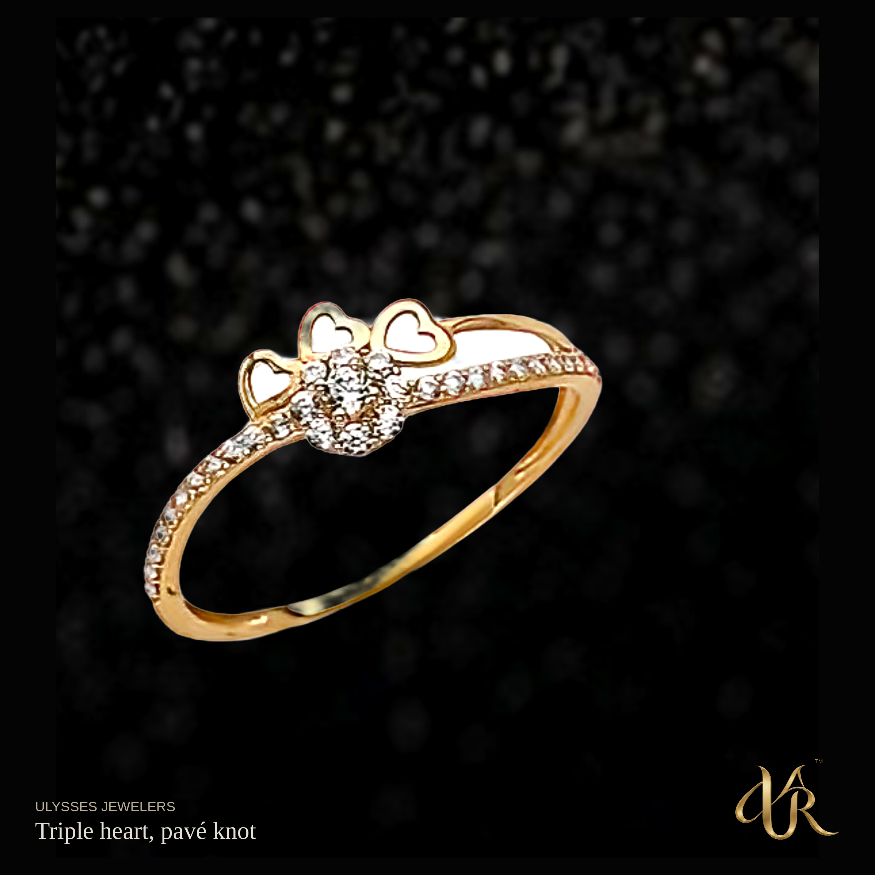 Triple heart, pavé knot