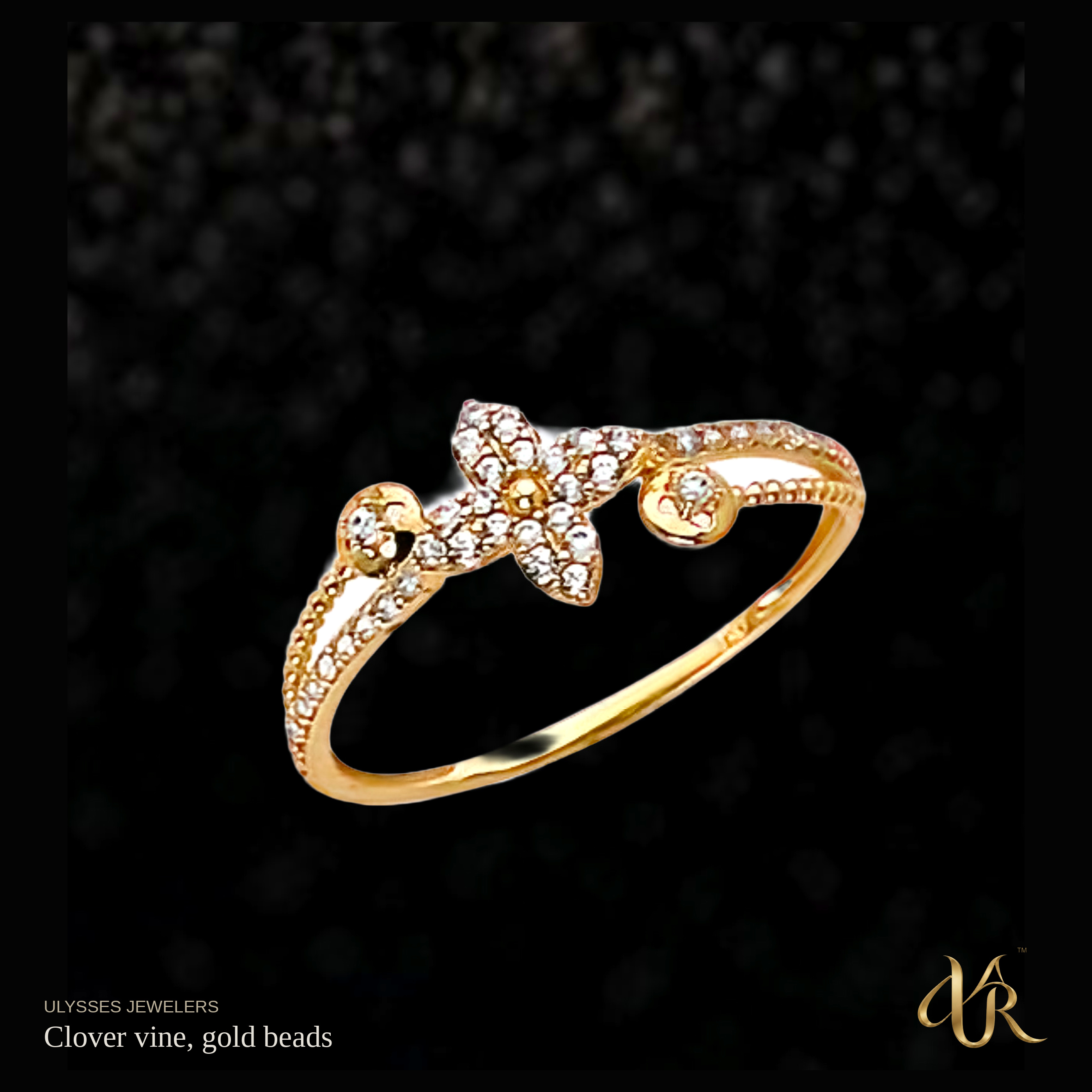Clover vine, gold beads